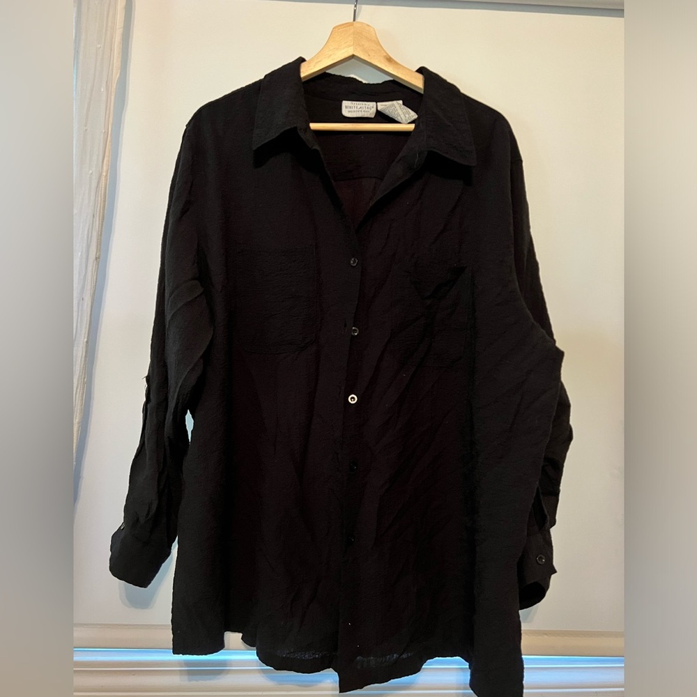 oversized waffle material woman’s button up shirt